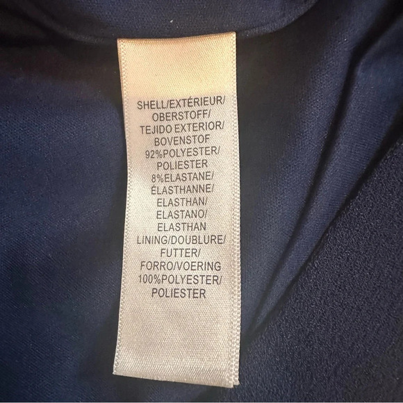 ADRIANNA PAPELL V-Neck Side Ruched Faux Wrap Navy Dress Size 4 Retail $160 - Picture 12 of 15